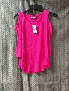 JM Collection Pink Cold Shoulder Top Size P/P